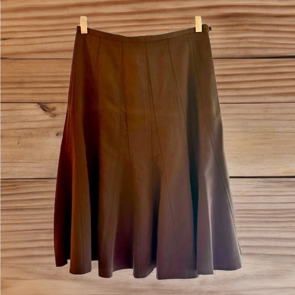 Chocolate Brown Flared Midi Skirt Preppy Academia Women's, 6 - Picture 1 of 4